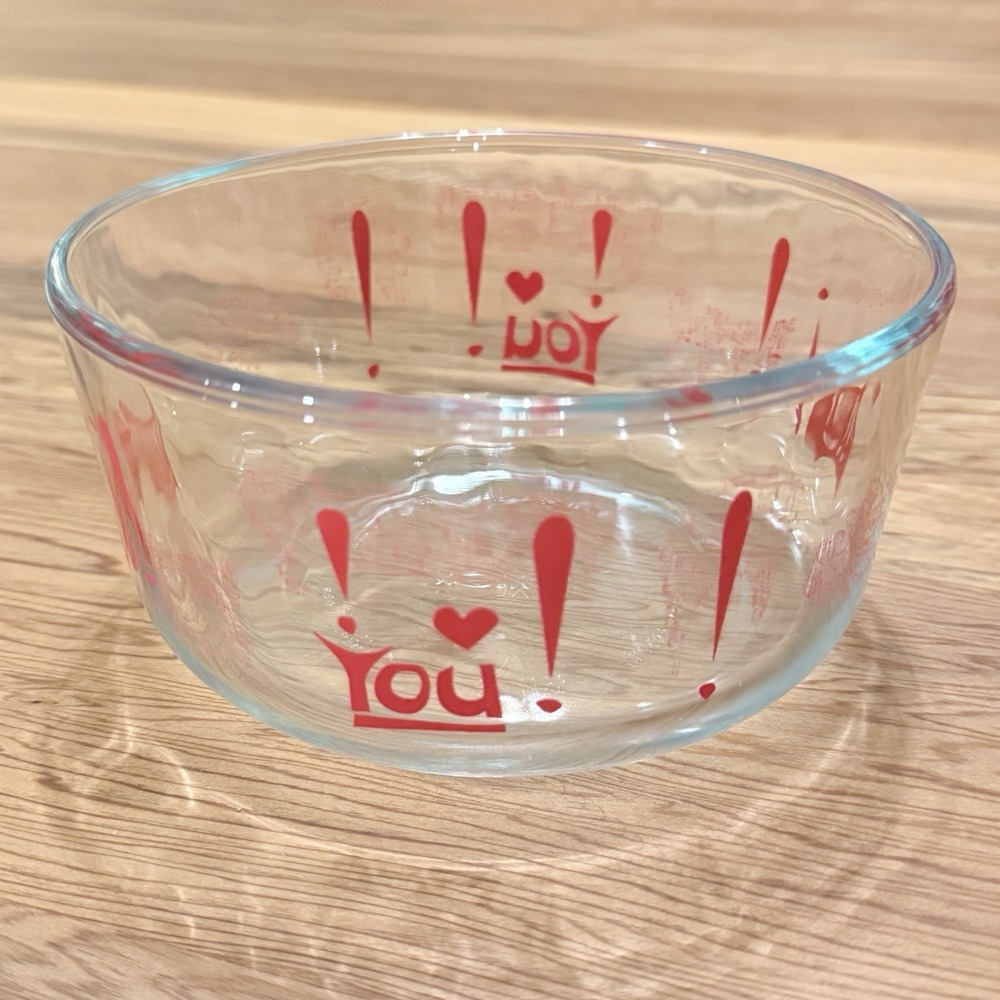 Vintage Pyrex 7201-22 I Love You Heart 1 QT 950 ML Glass Bowl - Picture 4 of 7